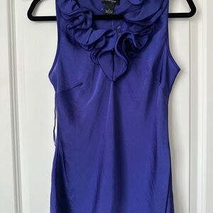Spense Royal Blue /purple Ruffle Neck Blouse size medium nwt